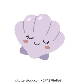 Cute pastel seashell illustration with soft colors and gentle cartoon style, suitable for designs