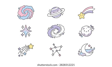 Cute Pastel Space Icons