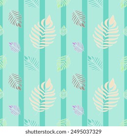 Cute pastel tone vector leaf pattern