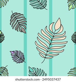 Cute pastel tone vector leaf pattern