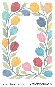 Cute Pastel Tulip Floral Frame