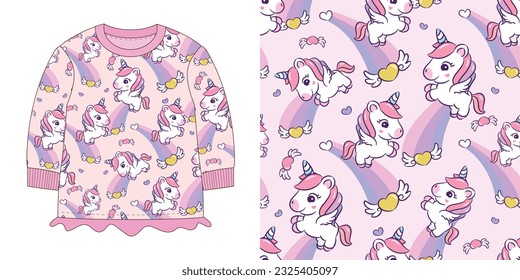 diseño gráfico de camiseta de color pastel unicornio lindo ilustración de vector archivo digital