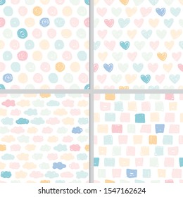 cute pastel valentine doodle hand draw minimal heart seamless pattern collection