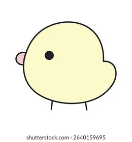 Cute pastel yellow chick illustration in minimalist kawaii style with round body