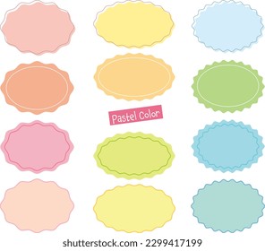 Cute pastel-colored set Thin line and Spiky oval speech bubble frame 