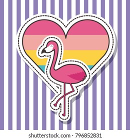 cute patches badge flamingo bird heart fashion