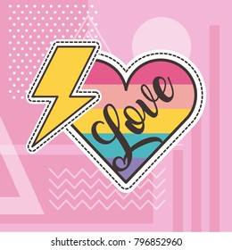 Cute Patches Love Heart Thunderbolt Badge Fashion