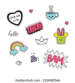 cute patches set vector illustration