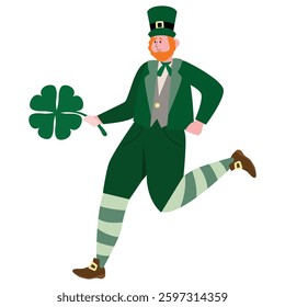 Cute Patrick day  leprechaun  vector cartoon illustration