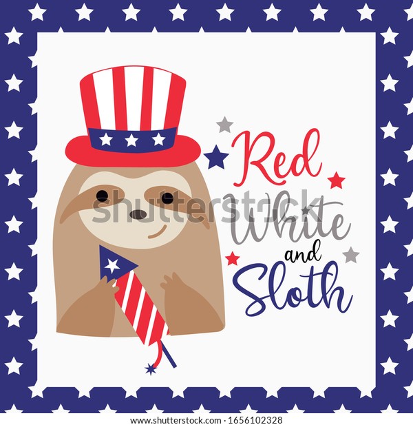 Cute Patriotic Sloth Bear Vector 