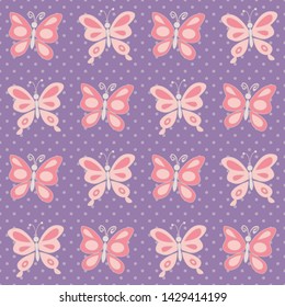 Cute pattern with abstract butterflies. Seamless vector illustration