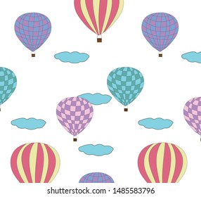 Air Balloon Clouds Seamless Pattern Illustration Stock Vector (Royalty ...