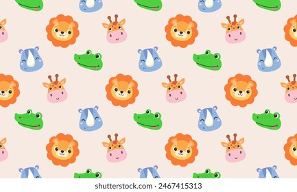 Cute pattern with African animals. Design for children. Vector illustration.