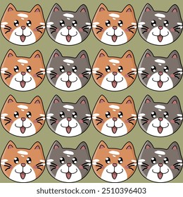 Cute pattern of alternating gray and orange cats