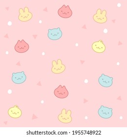 Patrón lindo con animales en un fondo rosado.
