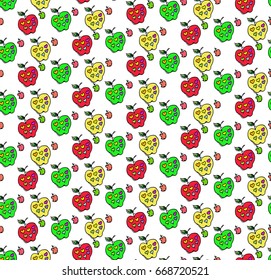 Cute Pattern with apples and hearts