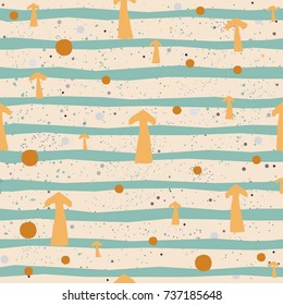 Cute Pattern with arrows on background with stripes and tiny dots. Hand Drawn Design. Great for wall art design, wrapping, fabric, textile, pillow or blanket prints, etc.Vector Illustration