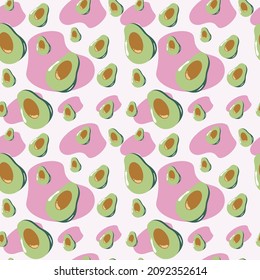 Cute pattern with avocado in delicate colors