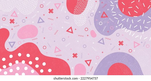 Cute pattern background with abstract shapes and dots. Modern vector pattern for Banner, Flyer, Cover...