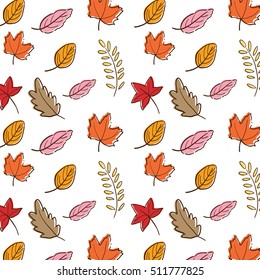 Cute pattern background template vector illustration of leaves in autumn.