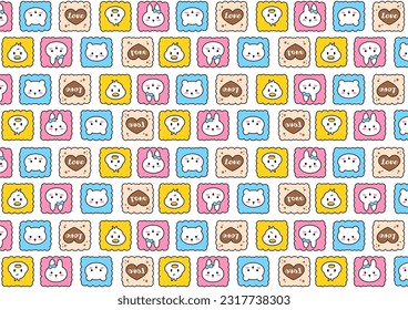 cute pattern bear, bunny, duck, love printing for baby