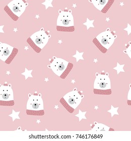 Cute pattern with a bear. Vector. Cartoon.
