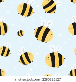 cute pattern with bees in delicate shades