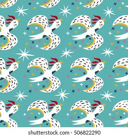 Cute pattern with birds. Seamless vector
