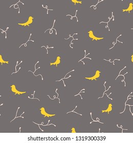 Cute pattern with birds and vines