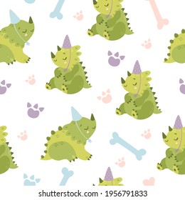 cute pattern with birthday dinosaurs. birthday party adorable dino