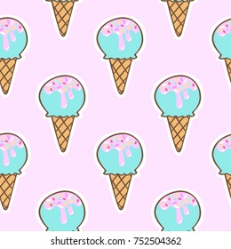 Cute pattern with blue ice cream