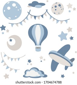 
cute pattern in blue tones for decorating children's products