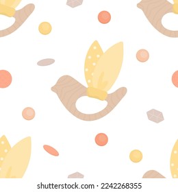 Cute pattern of boho baby toys and beads