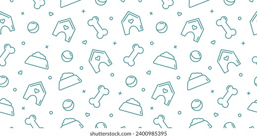 Cute pattern with bones, house, bowl and hearts