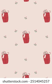 cute pattern with a bright gift for Christmas