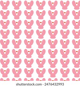 A cute pattern of bunnies and hearts, neatly and evenly arranged in charming colors.