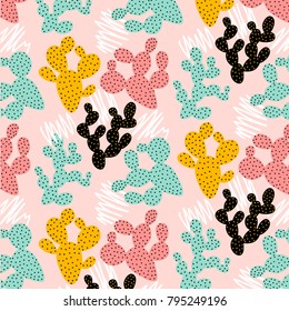 cute pattern with cacti in pastel colors. can be used like textile pattern, for wrapping paper or cards templates