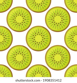 cute pattern with cartoon kiwi and kiwi slices on white background. can be used like pattern for kitchen textile