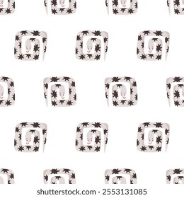 Cute pattern with cartoon snakes.  Vector seamless texture on white background. Symbol of Chinese New Year 2025. Template for wrapping paper