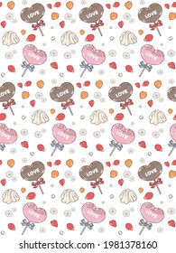 Cute pattern of chocolate and flowers