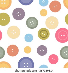 Cute pattern with colorful buttons on a white background