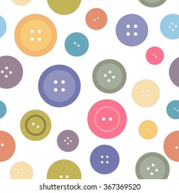 Cute pattern with colorful buttons on a white background