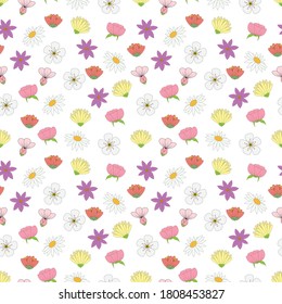 cute pattern with colorful flower ornament 