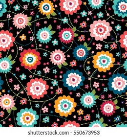 Cute pattern in colorful flower. Seamless floral background. The elegant template for fashion prints.