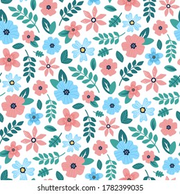 Patrón lindo con flores coloridas sobre fondo blanco