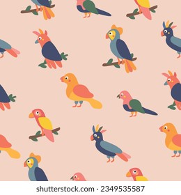 cute pattern with colorful parrots