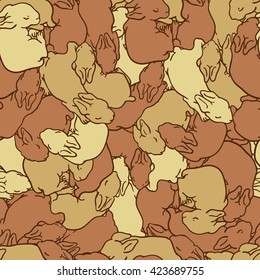 Cute pattern with colorful rabbits. Seamless pattern can be used for wallpapers, pattern fills, web page backgrounds, surface textures, textile.
