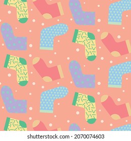 Cute pattern of colorful socks, Socks on the orange background