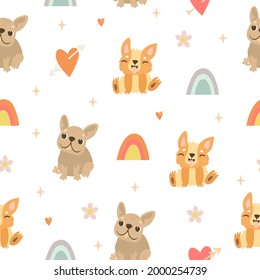 Cute pattern with corgi and french bulldog