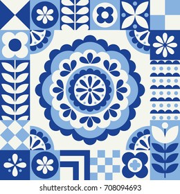 Cute pattern in danish folklore style. Vector illustration.